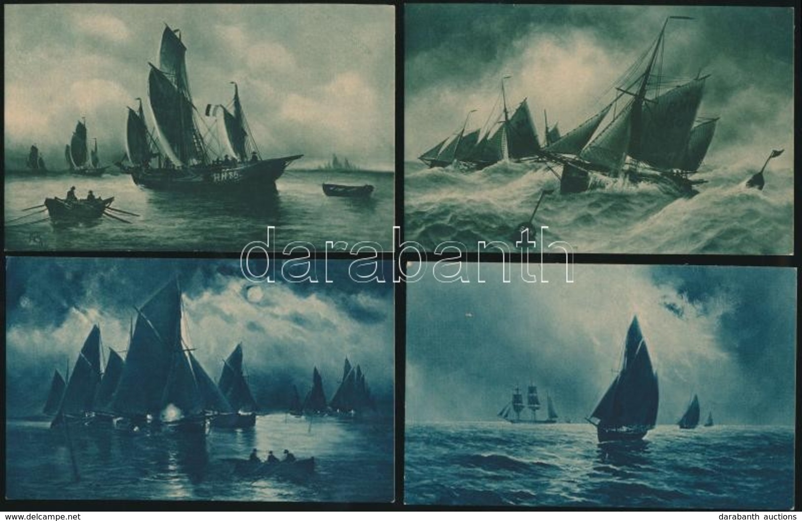 ** Vitorlás Hajók / Sailing Ships - 8 Régi, Megíratlan Motívum Képeslap, Jó állapotban / 8 Old, Unused Motive Postcards  - Non Classés
