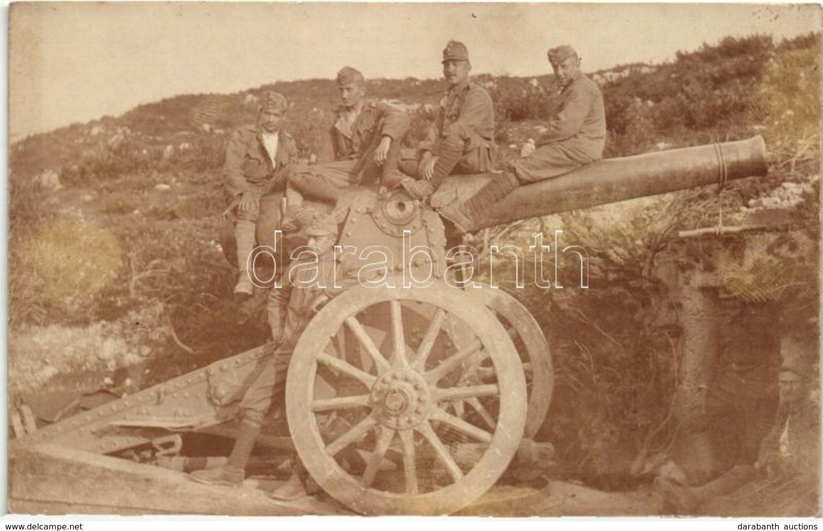 * T2 1917 Dél-Tirol, Osztrák-Magyar Hegyi üteg Katonái ágyúval / WWI Austro-Hungarian K.u.K. Mountain Troop Soldiers Wit - Non Classés