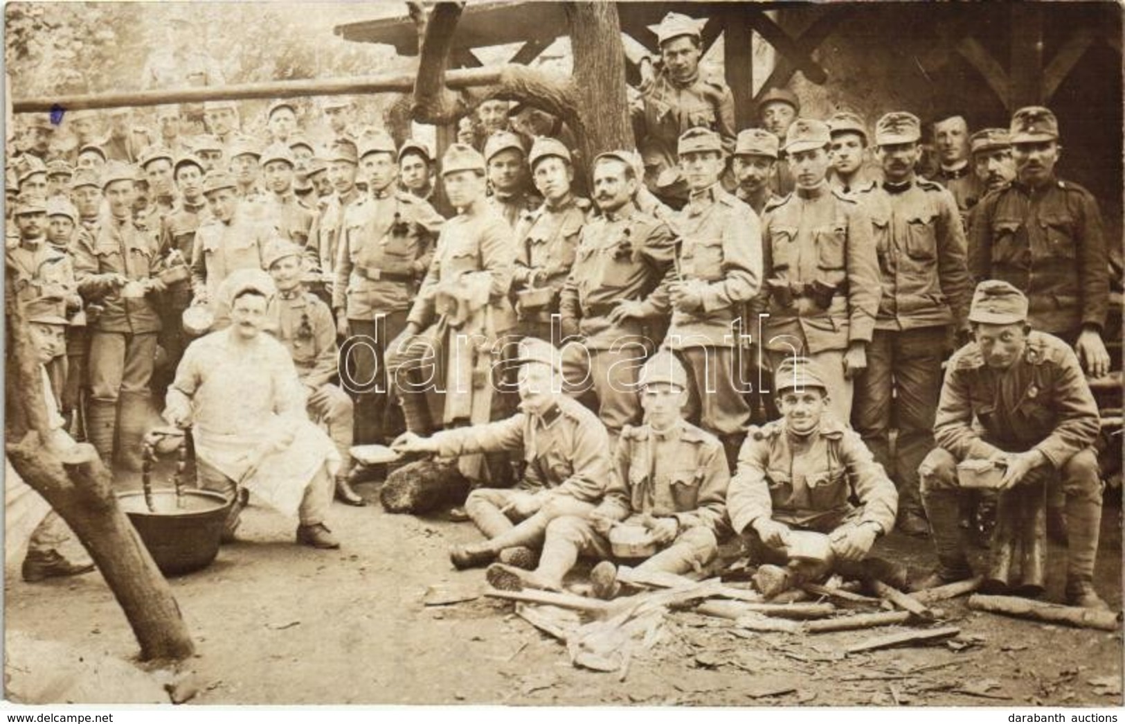 T2/T3 1916 Koszt Adagolása Kondérból / WWI Austro-Hungarian K.u.K. Soldiers Military Meal Portions. Photo (EK) - Non Classés