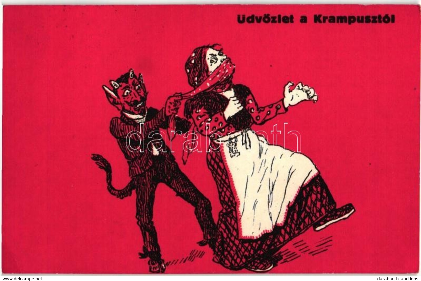T2/T3 Üdvözlet A Krampusztól / Krampus Greeting Art Postcard With Woman. B.K.W.I. 3329-14. (EK) - Non Classés