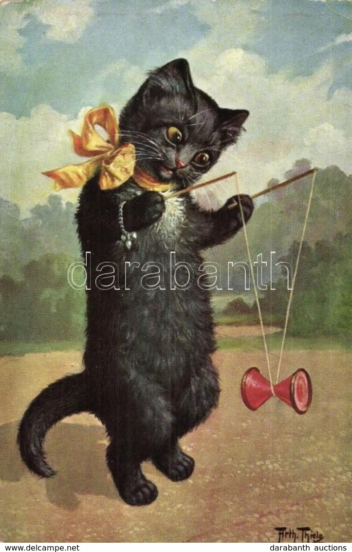 ** T2/T3 Cat Playing With Diabolo (Chinese Yo-yo). T.S.N. Serie 947. (6 Dess) S: Arthur Thiele (EK) - Non Classés