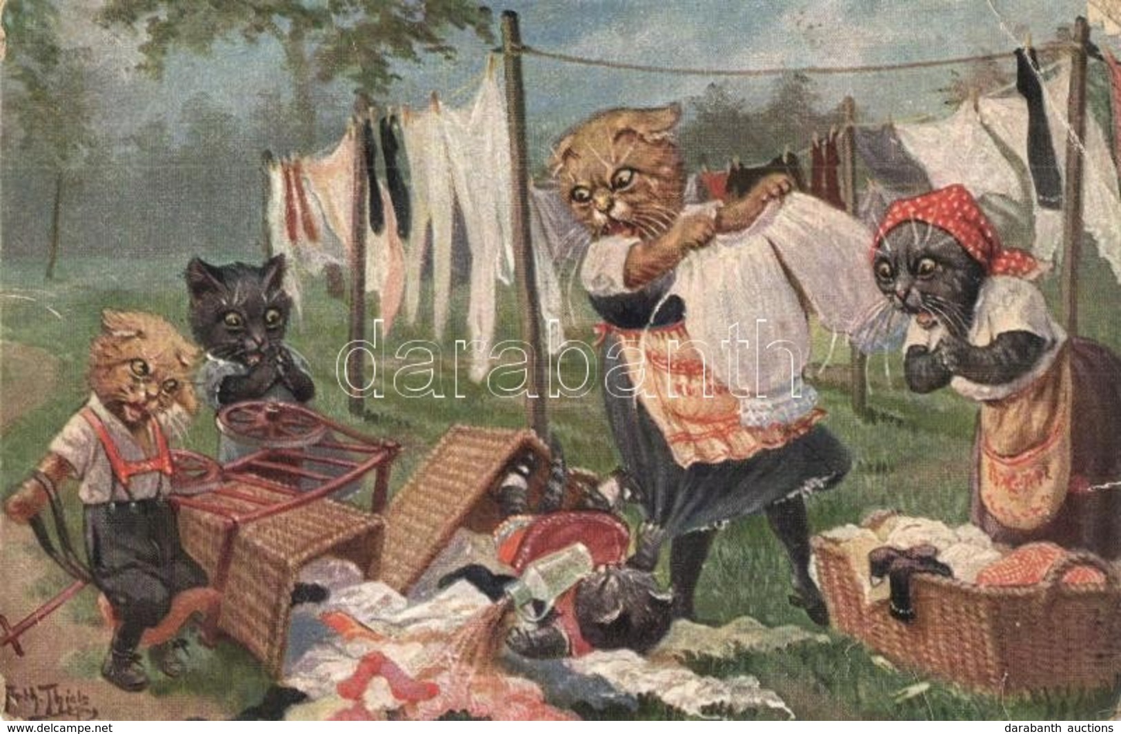 ** T3 Blinder Eifer Schadet Nur! / Cats Doing The Laundry, Little Cats Mess It Up. TSN. Serie 1602. S: Arthur Thiele (EB - Unclassified