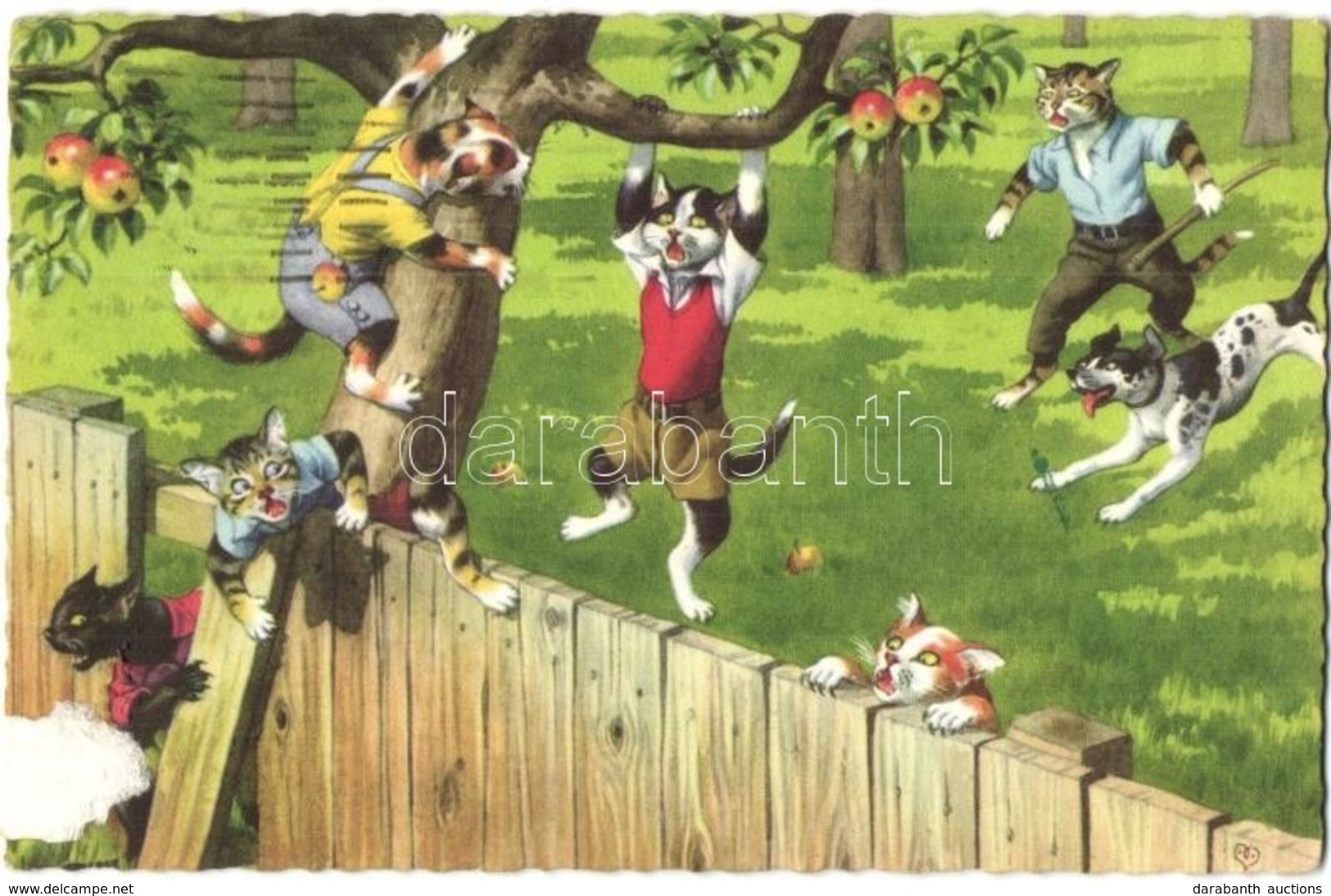 * T2/T3 Cats Stealing From The Neighbor's Apple Tree. Alfred Mainzer No. 4867. - Modern Postcard (gluemark) - Unclassified