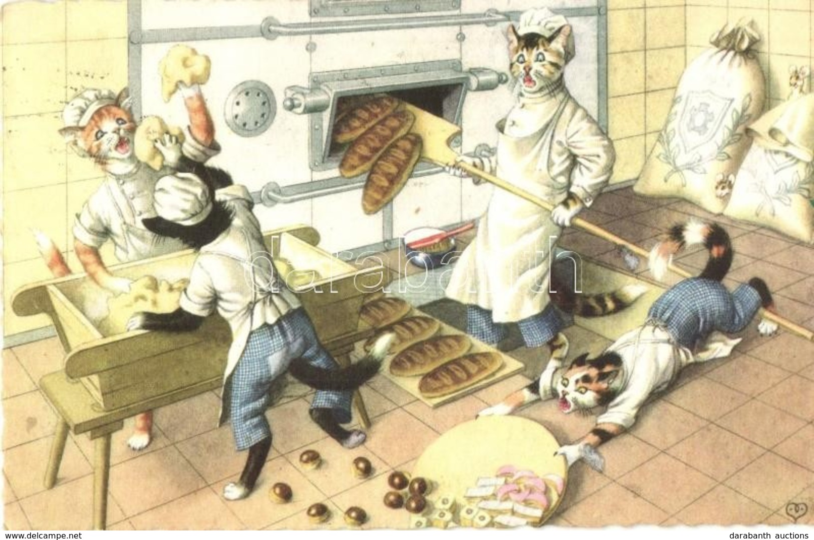 * T2/T3 Cat Bakers At The Bakery. Alfred Mainzer 4873. - Modern Postcard (Rb) - Non Classés