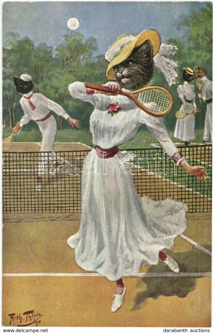** T2 Cats Playing Tennis. T.S.N. Serie 851 (6 Dess). S: Arthur Thiele - Unclassified