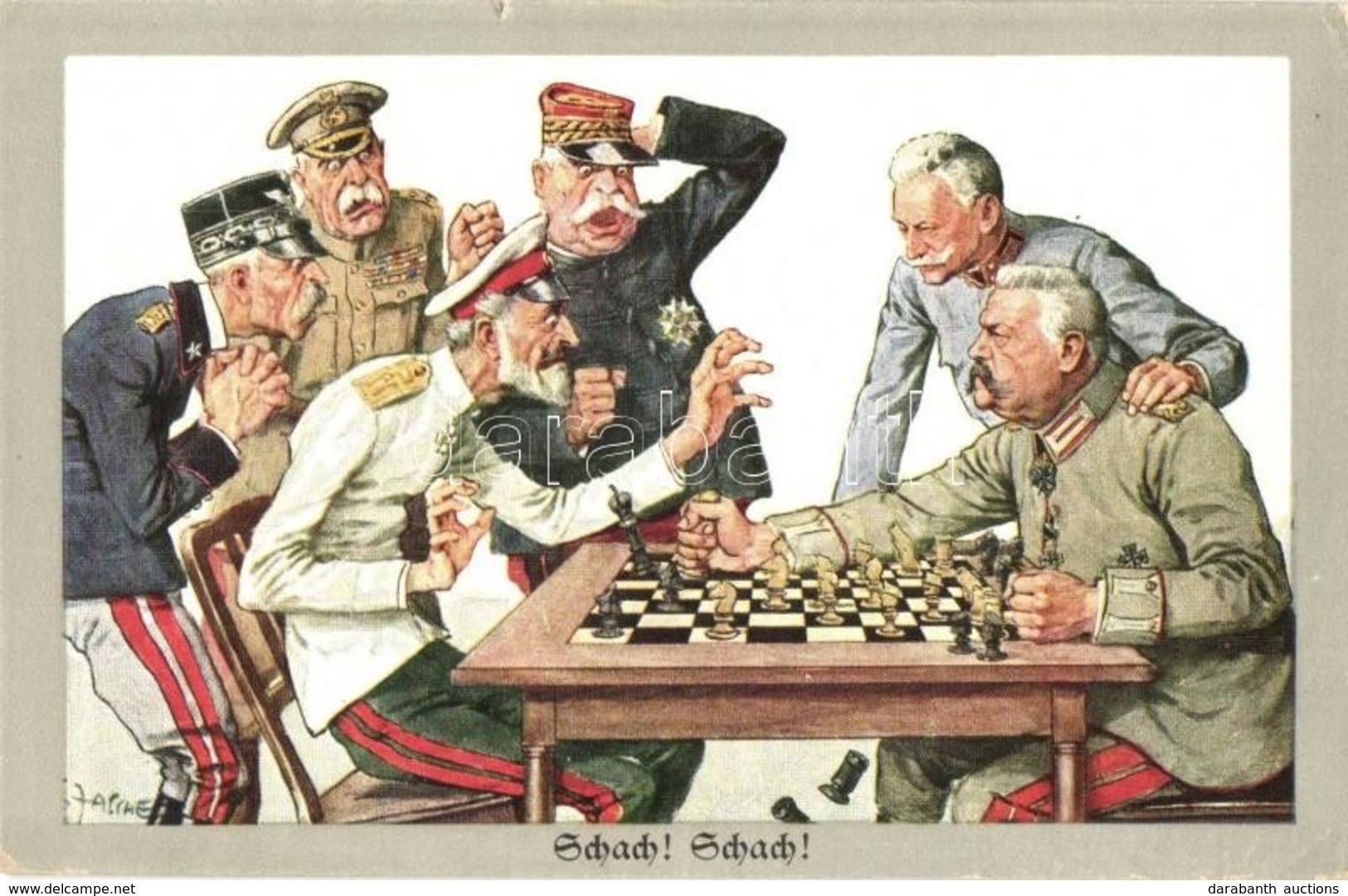 * T2/T3 Schach! Schach! / Hindenburg And Conrad Von Hötzendorf, WWI German Propaganda. M. Munk Wien Nr. 1036 S: Theodor  - Non Classés