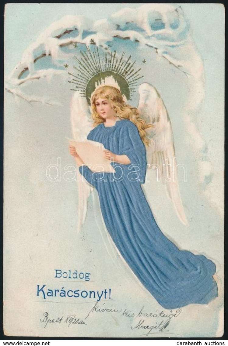 T2/T3 Boldog Karácsonyt! / Christmas Greeting Art Postcard. Emb. Litho Silk Card - Non Classés