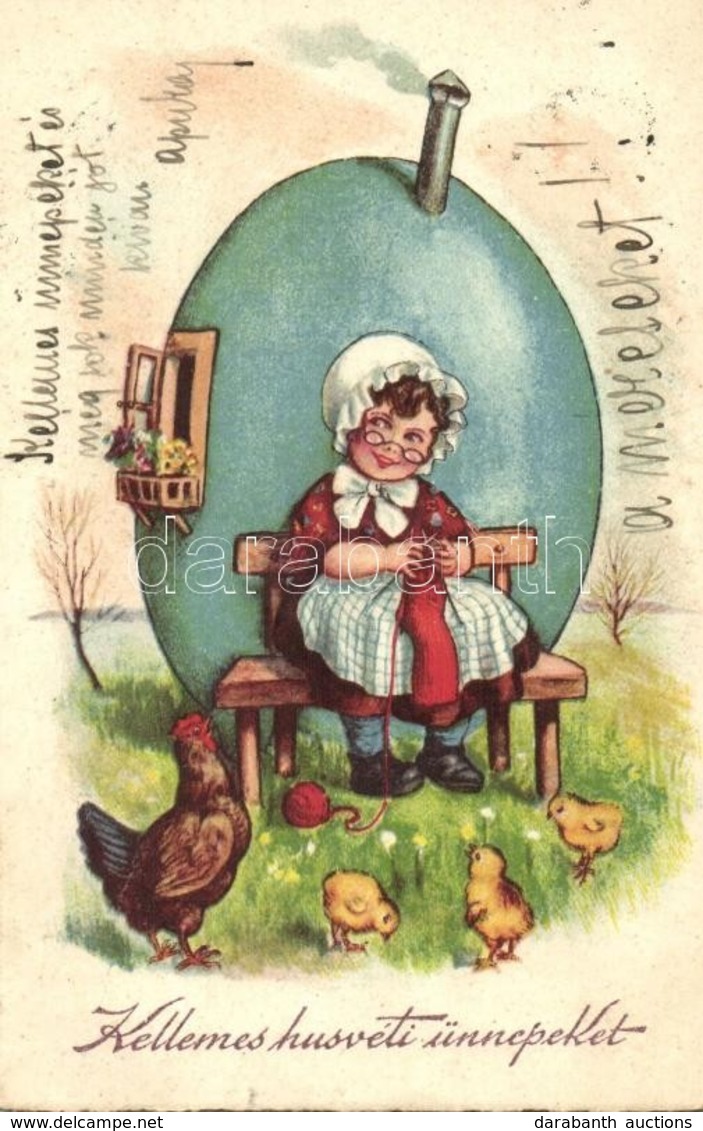 T3 Easter, Girl Egg-house, Chicken, W.S.S.B 8010. (fa) - Non Classés