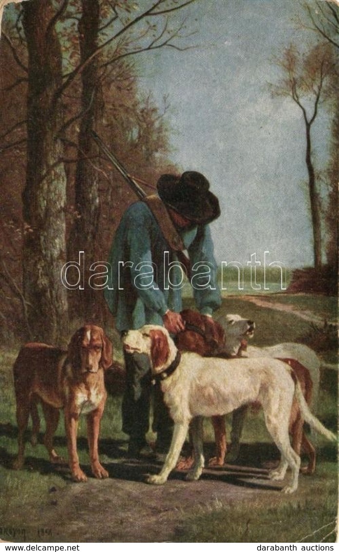 * T2/T3 Wood-ward With Hounds / Hunting Dogs With Hunter, Moderner Kunstverlag 2167. S: Troyon (EK) - Non Classés