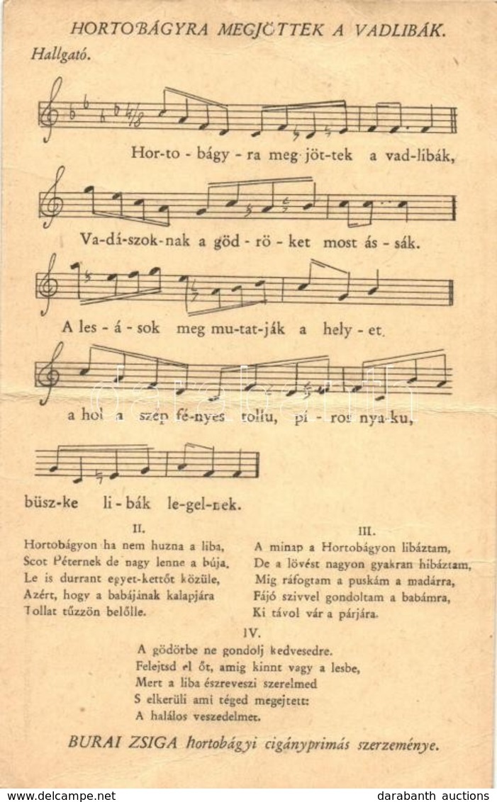 ** T4 Vadász Dal / Jägerlied / Shooting Song. Music Sheet (fa) - Non Classés