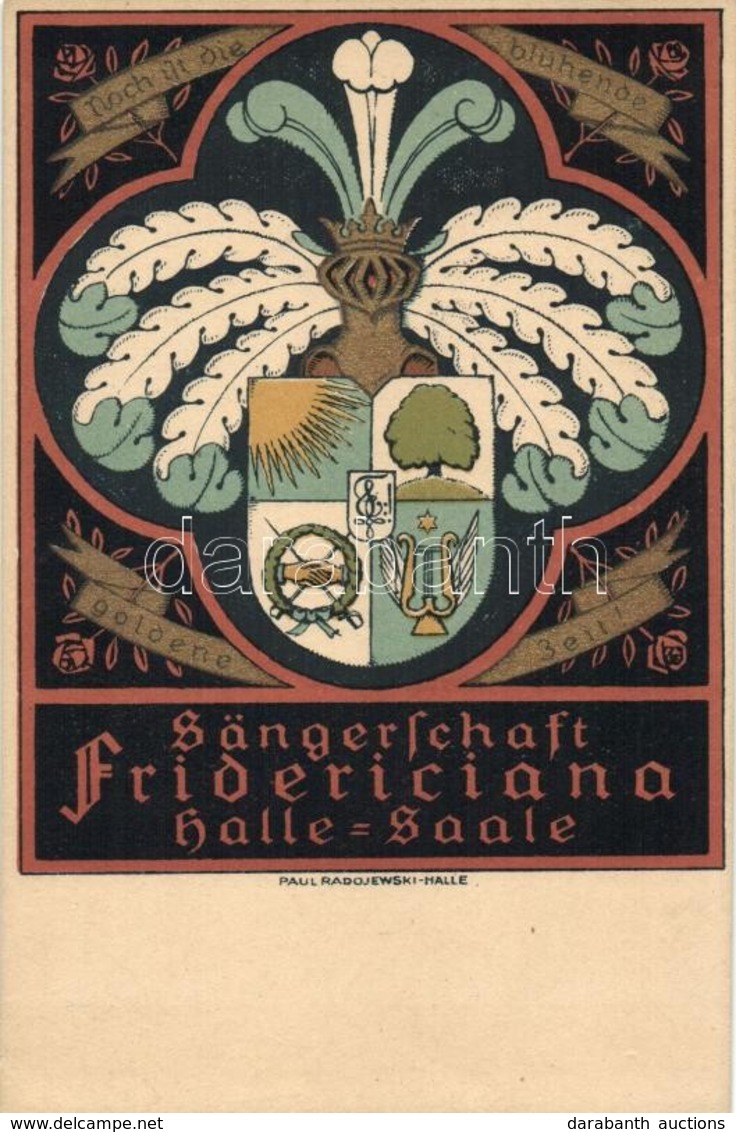 * T4 Sängerschaft Fridericiana Halle-Saale / German Singers' Music Group, Coat Of Arms, Paul Radojewski, Litho (cut) - Non Classés