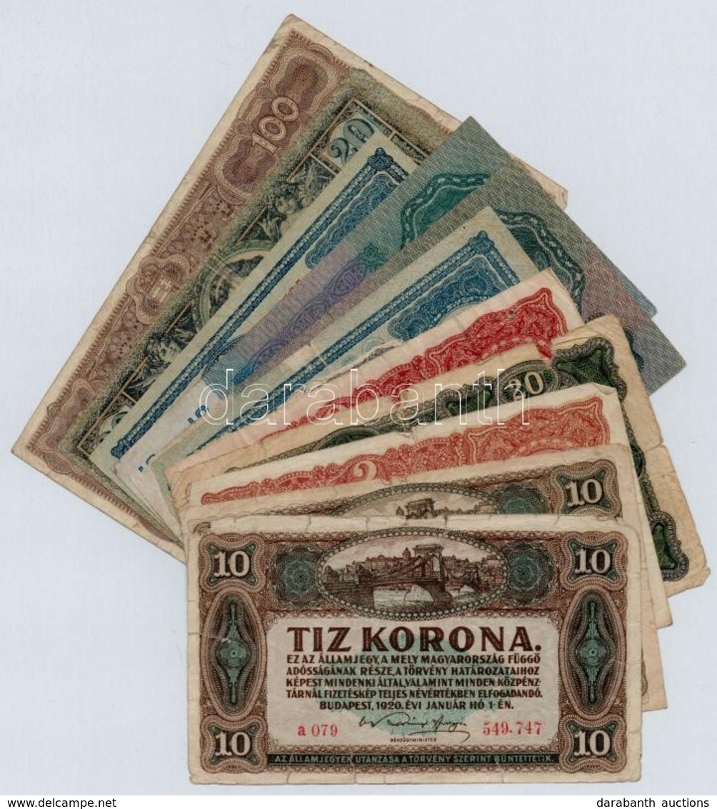 1915-1920. 12db-os Vegyes Korona Bankjegy Tétel T:III,III-,IV - Non Classés