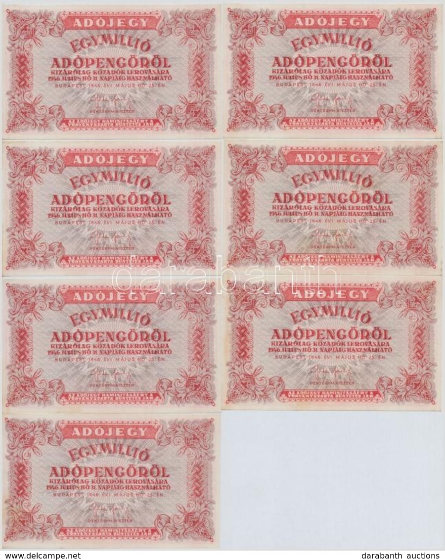 1946. 1.000.000AP (7x) Sorszám Nélkül, Fehér Papír T:I,I- - Unclassified