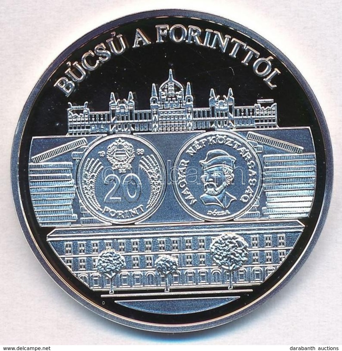 DN 'A Magyar Pénz Krónikája - Búcsú A Forinttól' Ag Emlékérem Tanúsítvánnyal (20g/0.999/38mm) T:PP - Non Classés