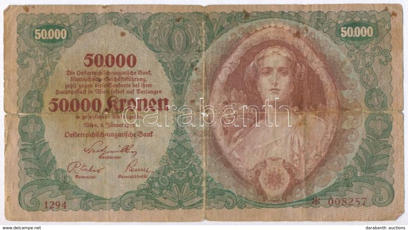 Ausztria 1922. 50.000K T:IV
Austria 1922. 50.000 Kronen C:G
Krause 80. - Zonder Classificatie