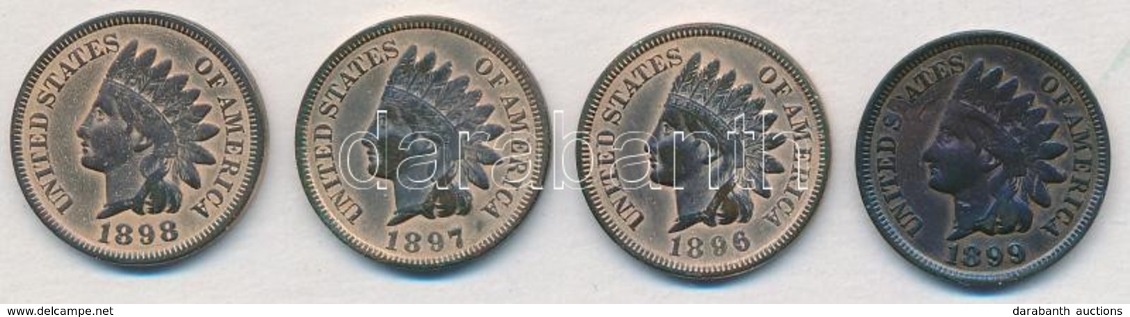 Amerikai Egyesült Államok 1896-1899. 1c Br 'Indián' (4xklf) T:1-,2
USA 1896-1899. 1 Cent Br 'Indian Head' (4xdiff) C:AU, - Non Classés