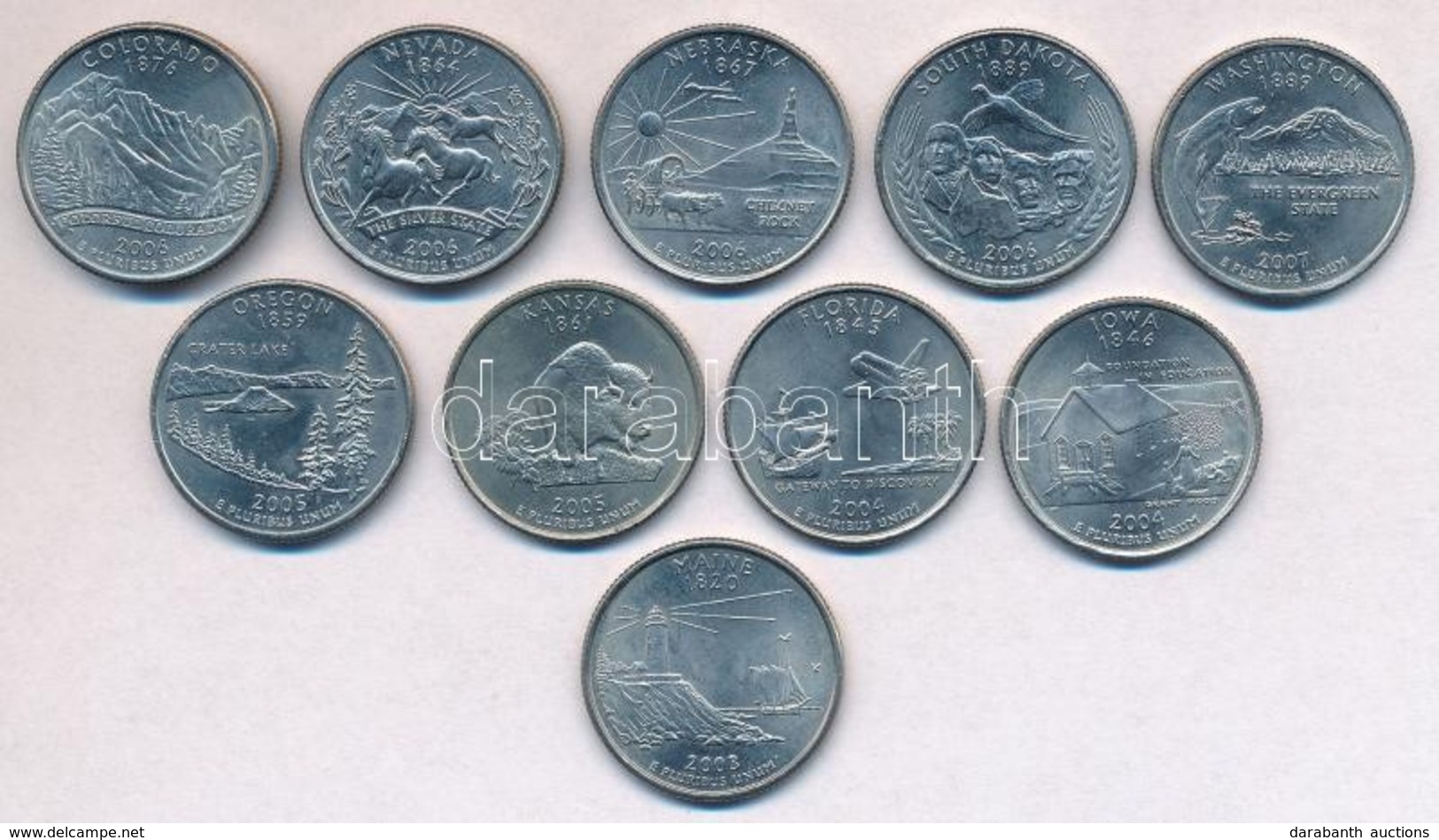 Amerikai Egyesült Államok 1999-2004. 25c Cu-Ni '50 állam' (10xklf) T:2 USA 1999-2004. 25 Cents Cu-Ni '50 States Quarters - Non Classés