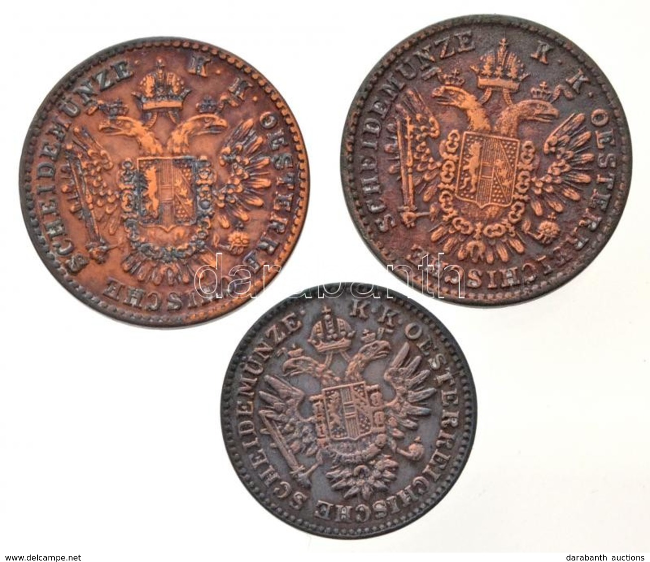 Ausztria 1851A 1/4kr Cu + 1/2kr Cu + Magyarország 1851B 1/2kr Cu T:1-,2 Patina
Austria 1851A 1/4 Kreuzer Cu + 1/2 Kreuze - Unclassified