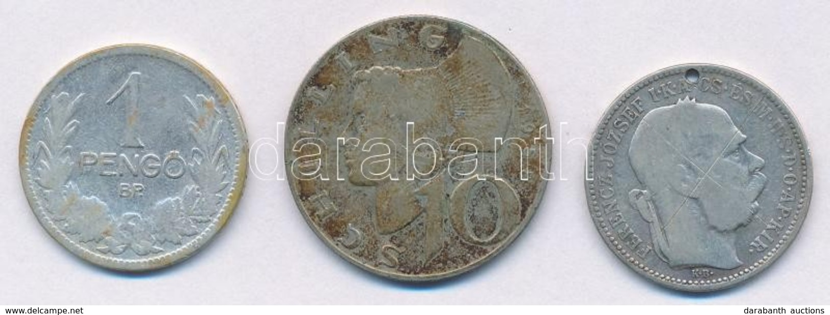 3db-os Vegyes Magyar Rossz Tartású Ezüstpénz Tétel T:2-,3 Ly.
3pcs Of Various Silver Coins In Bad Condition C:VF,F Hole - Non Classés