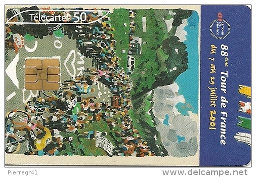 CARTE°-PUBLIC-50U-F1141A-SO6-06/01-TOUR DE FRANCE-AFFICHE-UTILISE E-TBE - 2001