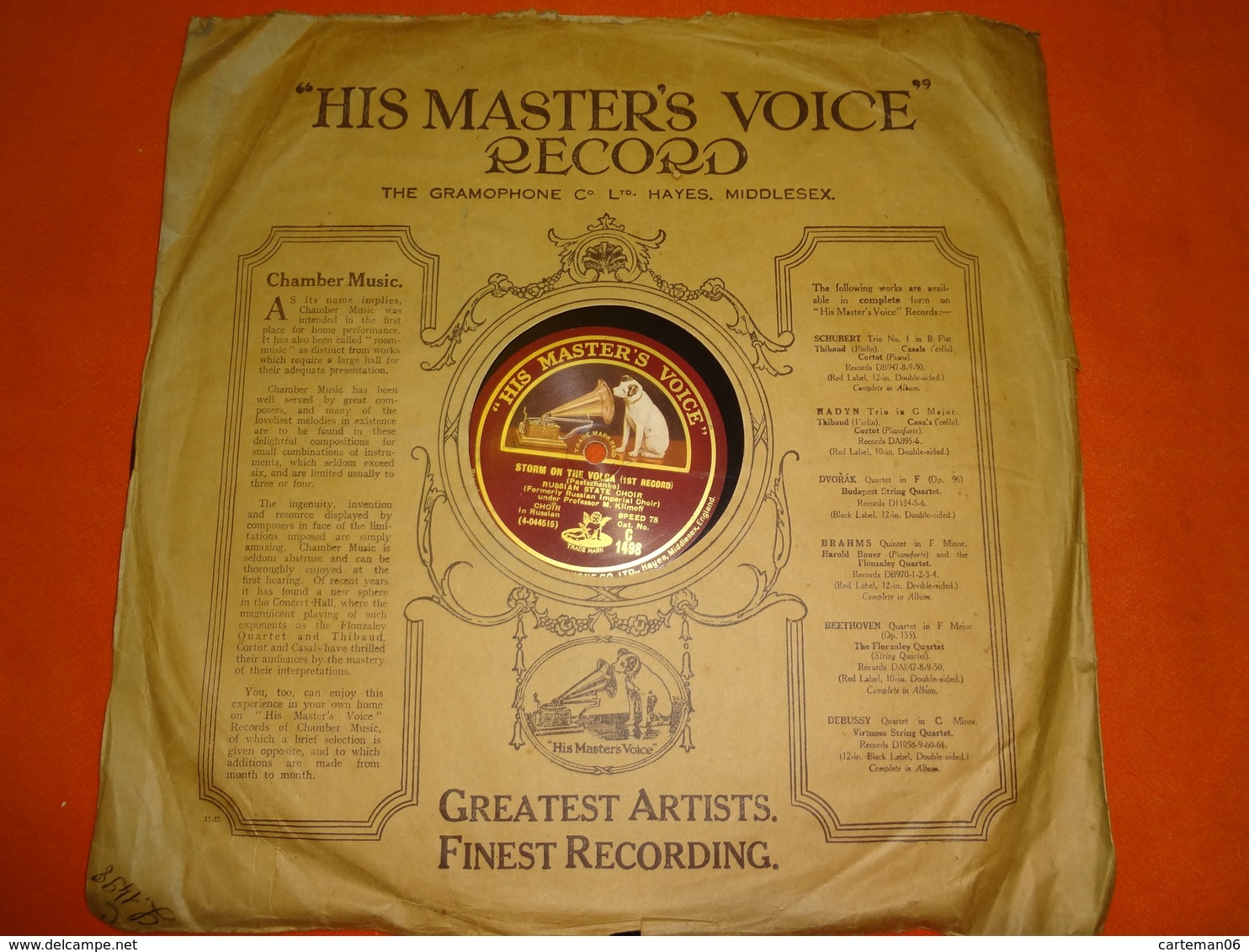 78 T - His Master's Voice - C 1498 - Storm On The Volga - Russian State Choir - 78 G - Dischi Per Fonografi