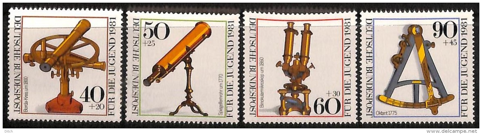 D- Bundespost 1981 - N° 922/25, Instruments D'optique Historiques, Téléscope, Microscope, Octant, SC  SNC - Autres & Non Classés