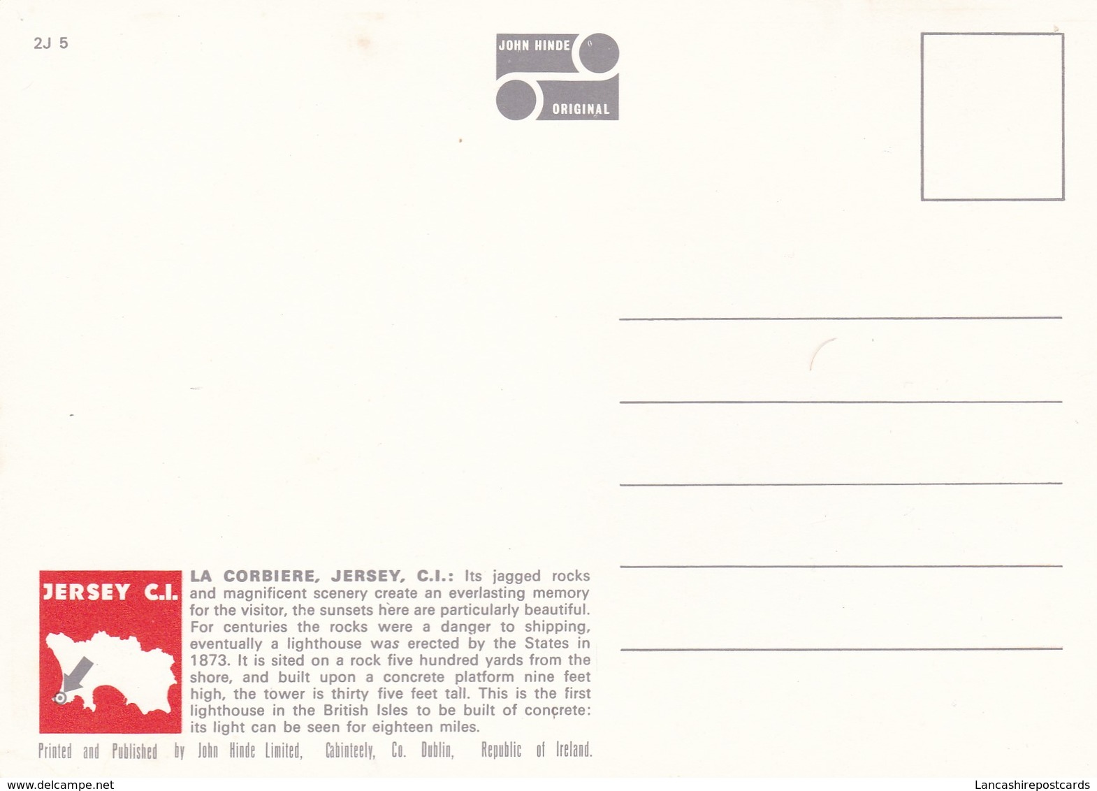 Postcard La Corbiere Lighthouse Jersey [ John Hinde ] My Ref B22250 - Other & Unclassified