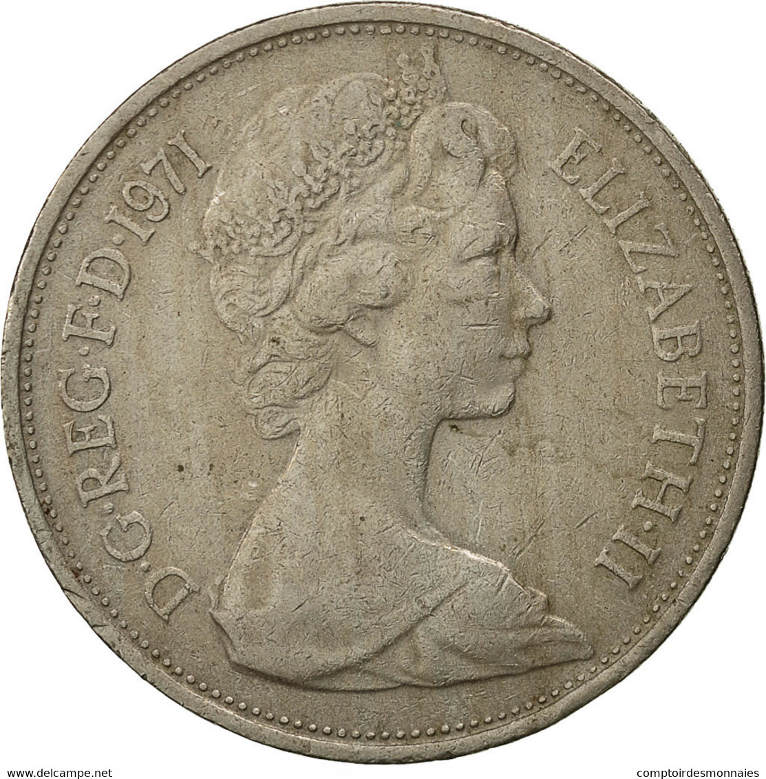 Grande-Bretagne, Elizabeth II, 10 New Pence, 1971, TTB, Copper-nickel, KM:912 - 10 Pence & 10 New Pence