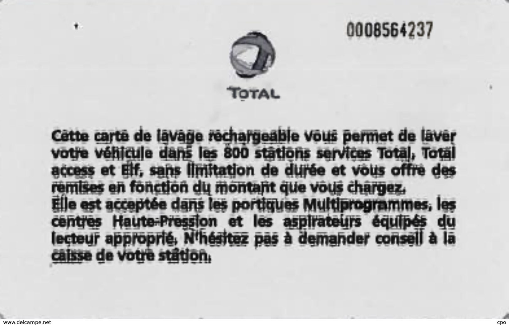 # Carte A Puce Portemonnaie Lavage Total - Plante Et Gouttes - Carte De Lavage Rechargeable - 800 Stations - TBE - Car-wash