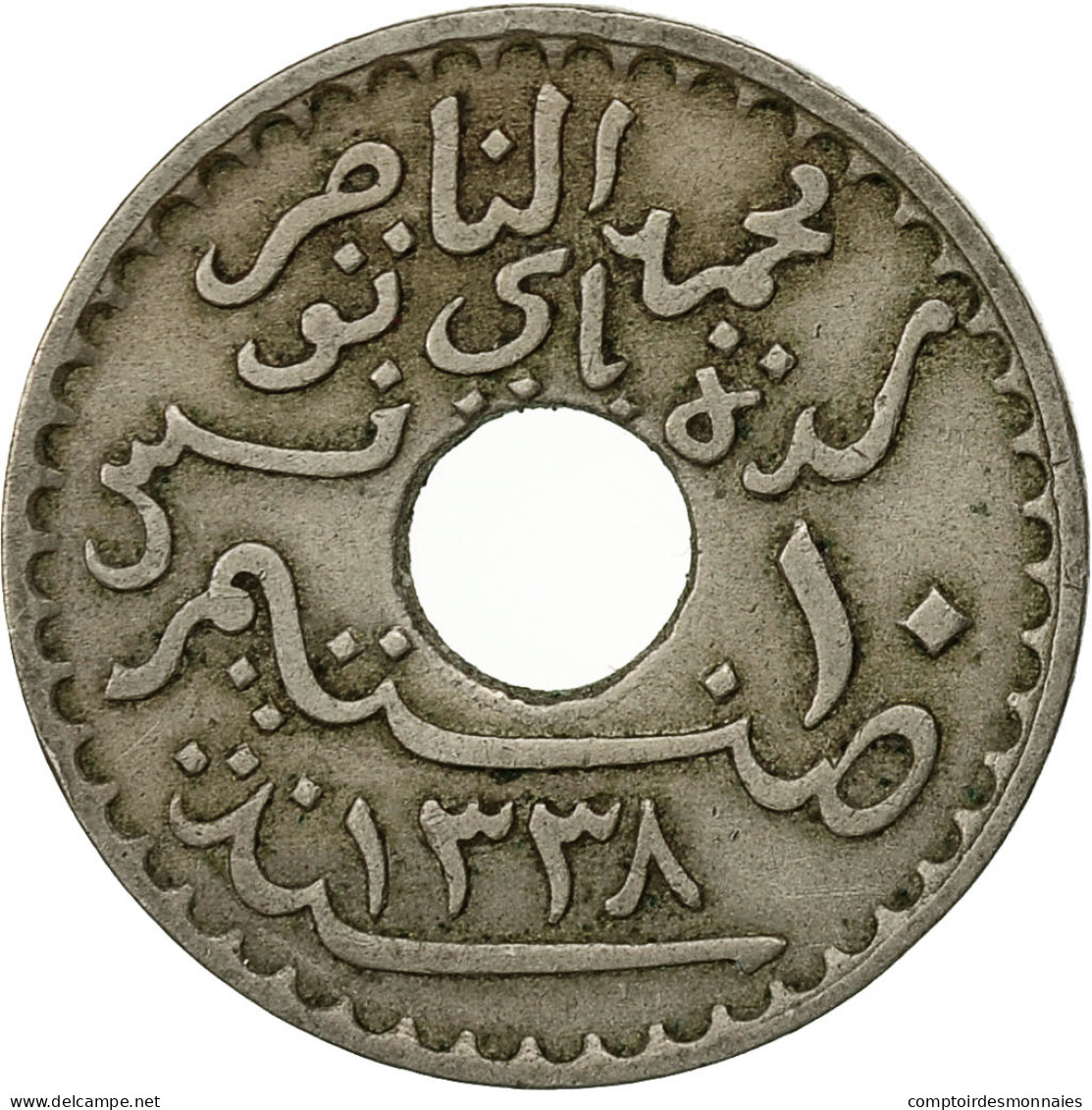 Tunisie, Muhammad Al-Nasir Bey, 10 Centimes, 1920, Paris, TTB, Nickel-Bronze - Tunisie