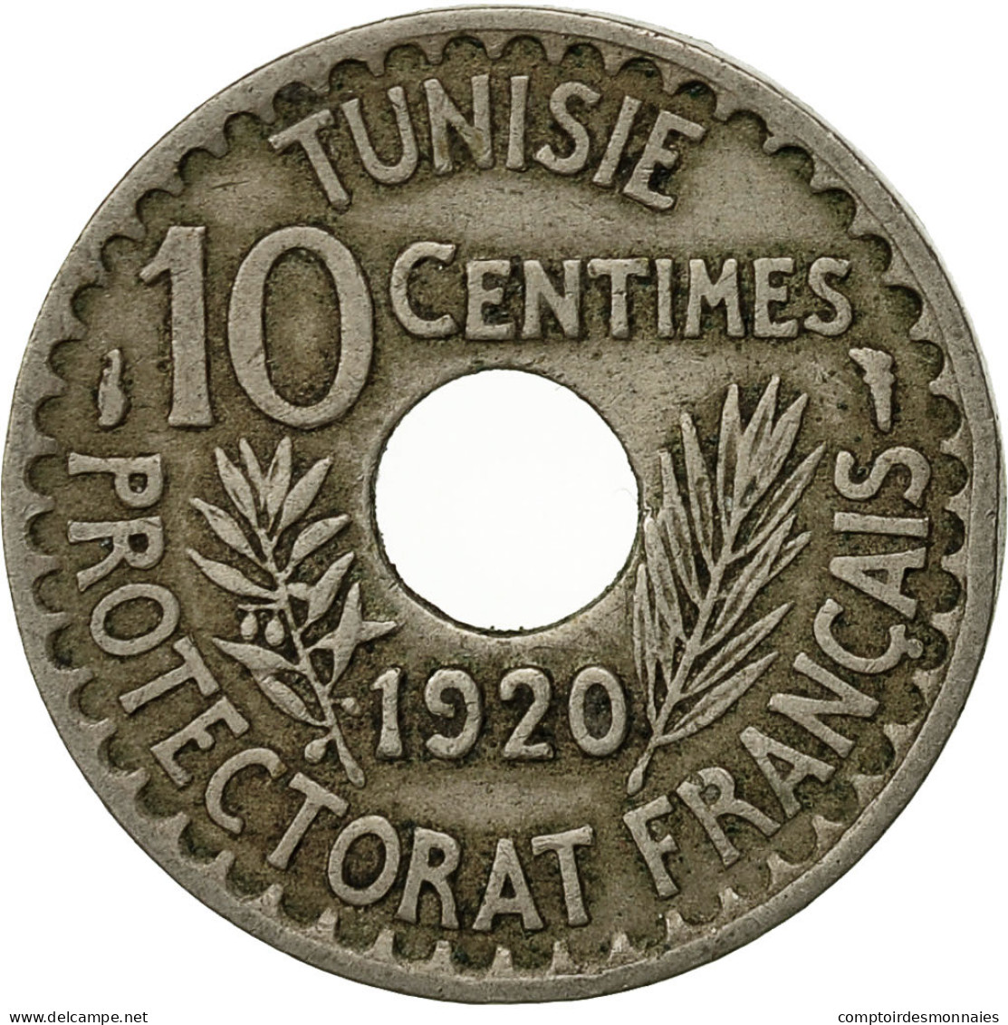 Tunisie, Muhammad Al-Nasir Bey, 10 Centimes, 1920, Paris, TTB, Nickel-Bronze - Tunisie