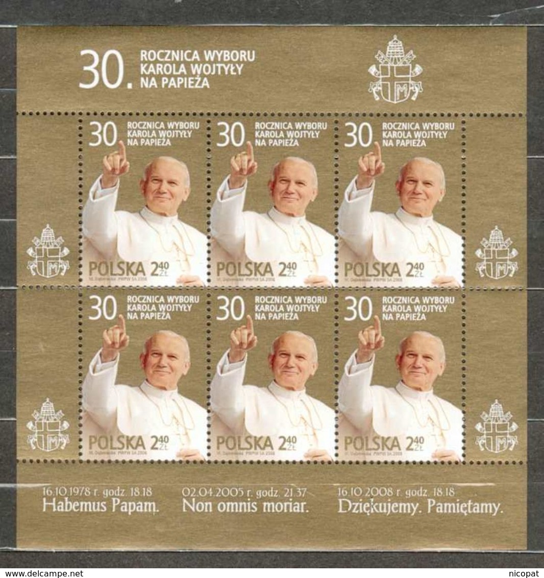 POLAND MNH ** 4136 En Feuille Feuillet Bloc ANNIVERSAIRE ELECTION PAPE JEAN PAUL II - Ungebraucht