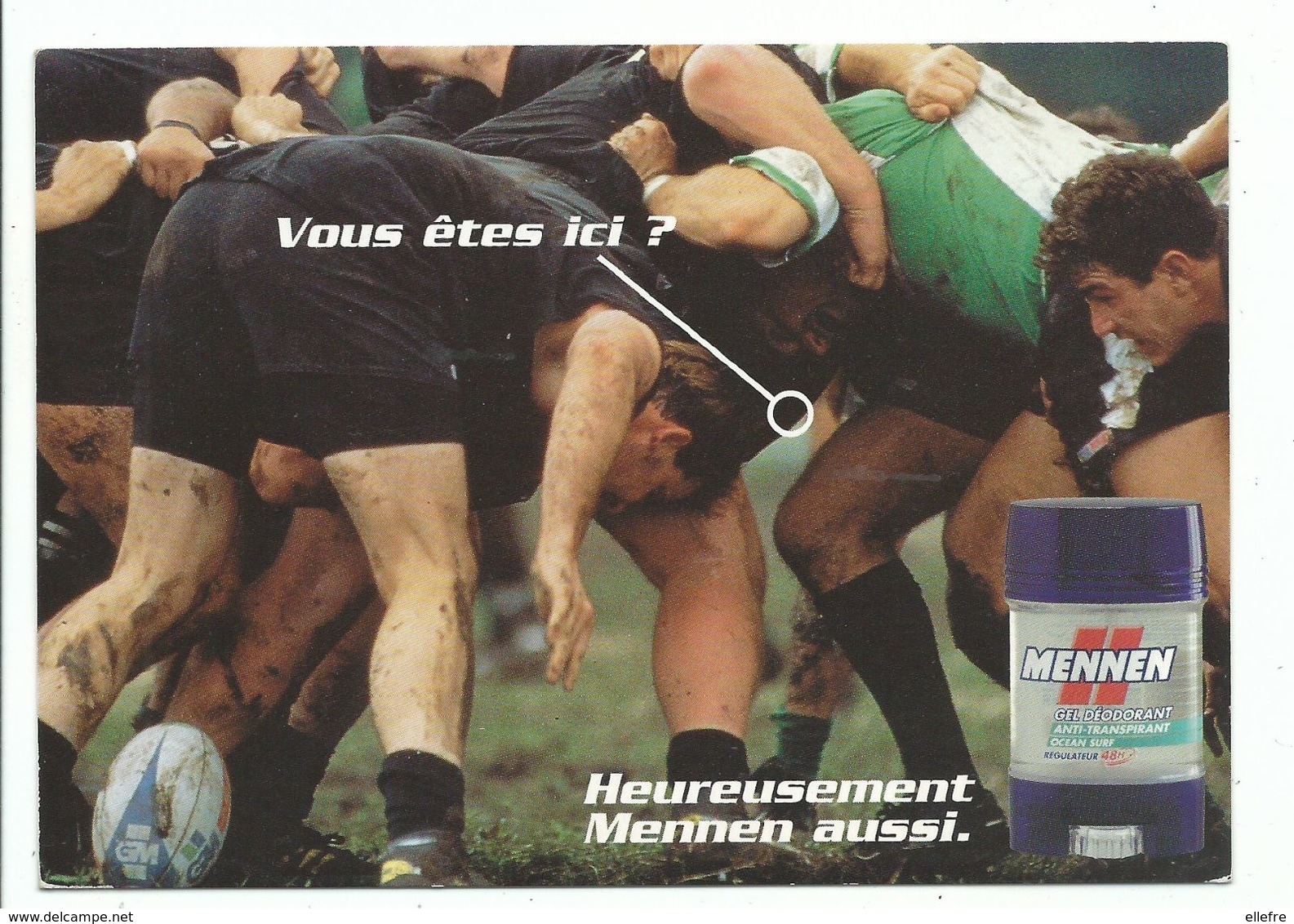 CPM Publicité Lotion De Rasage Déodorant MENNEN  - Rugby Mêlée Ed Boomerang - Publicité