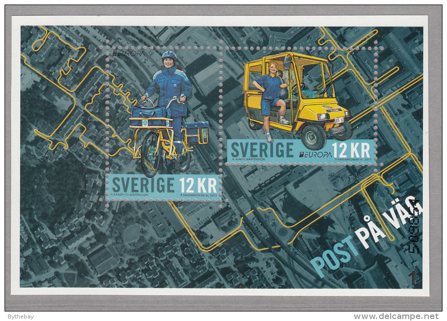 Sweden 2013 MNH Souvenir Sheet Of 2 12k Mail Delivery Bicycle, Van EUROPA - Neufs