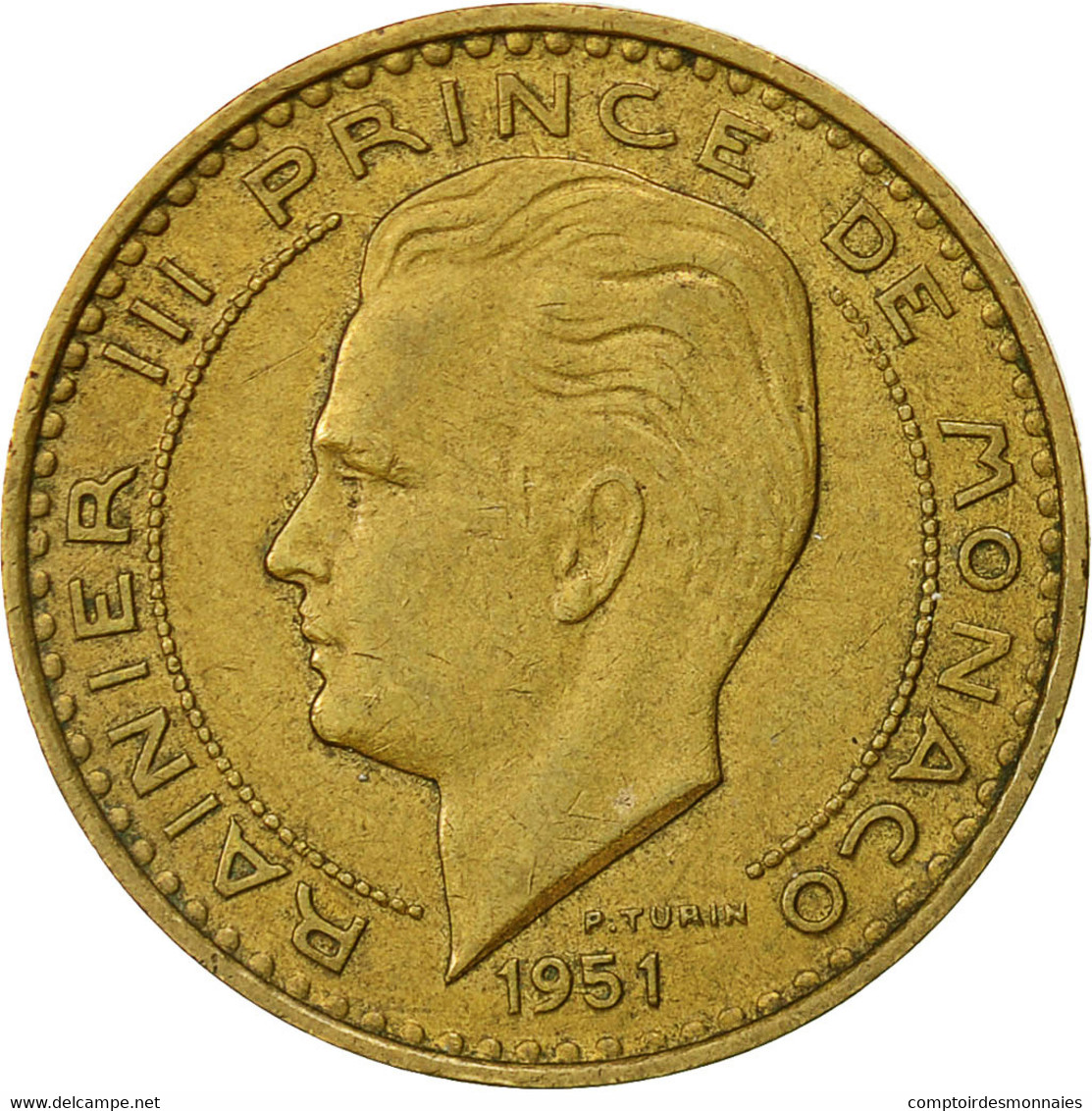 Monaco, Rainier III, 20 Francs, Vingt, 1951, TTB, Aluminum-Bronze, KM:131 - 1949-1956 Francos Antiguos