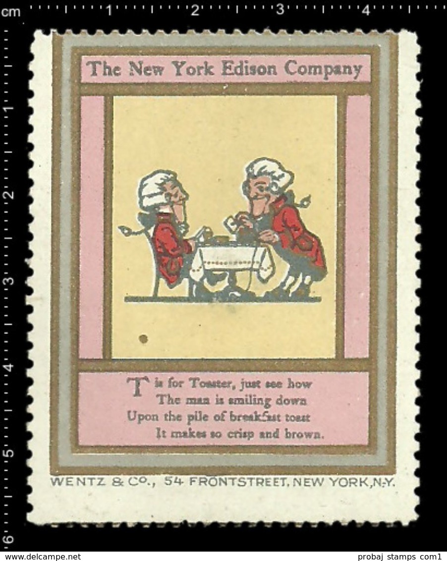 American Poster Stamp, Reklamemarke, Cinderella, The New York Edison Company, Thomas Edison. - Other & Unclassified