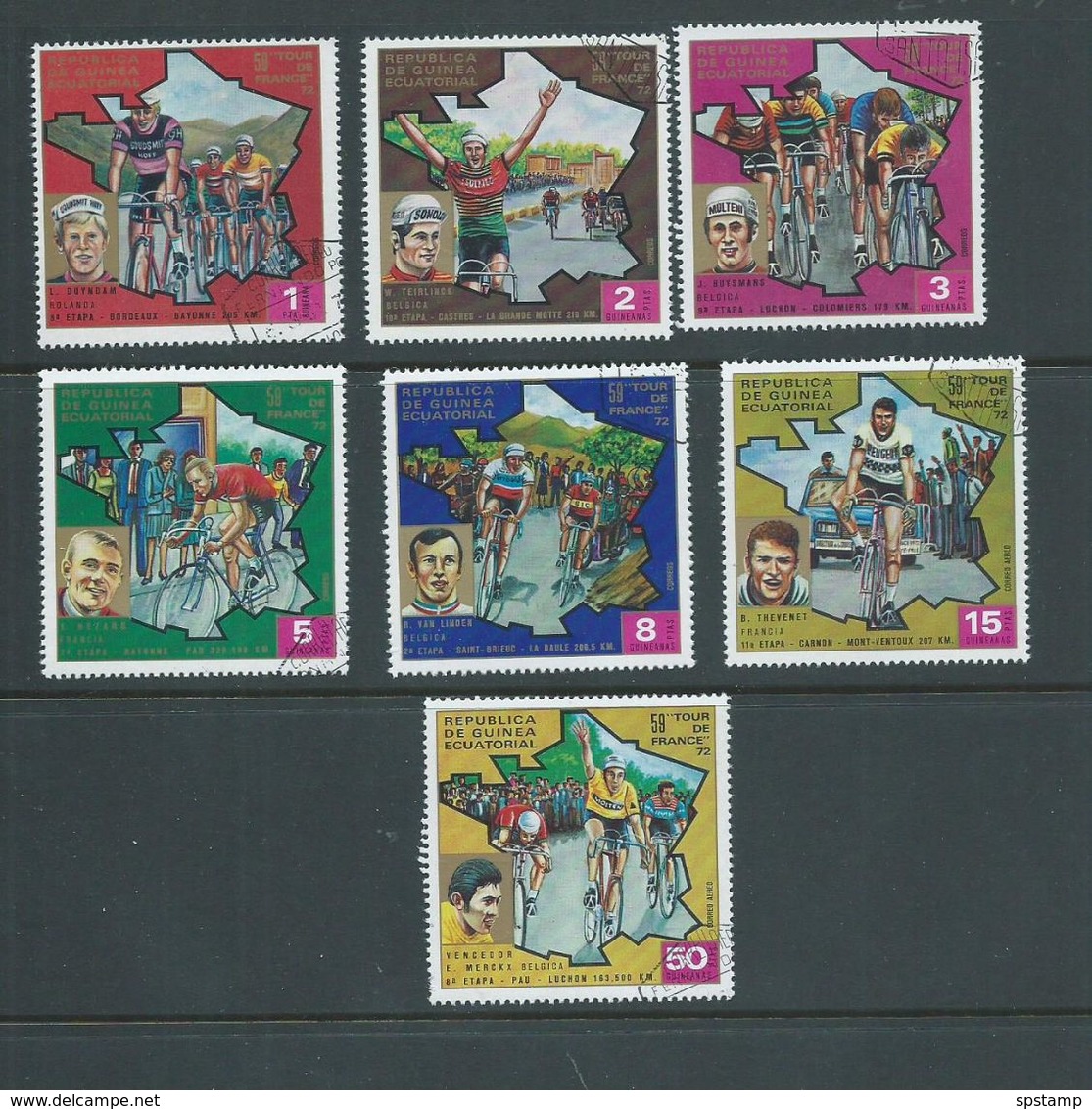 Equatorial Guinea 1973 Tour De France Bicycle Race Set 7 FU - BTT