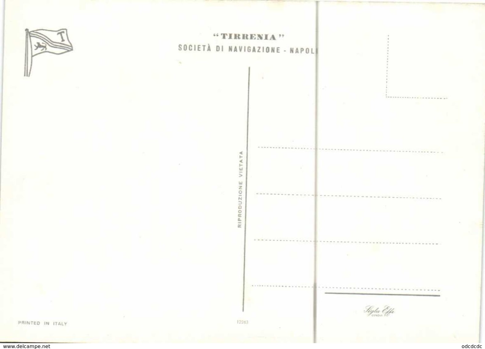 "TIRRENIA " Societa Di Navigazione Napoli Recto Verso - Napoli (Naples)