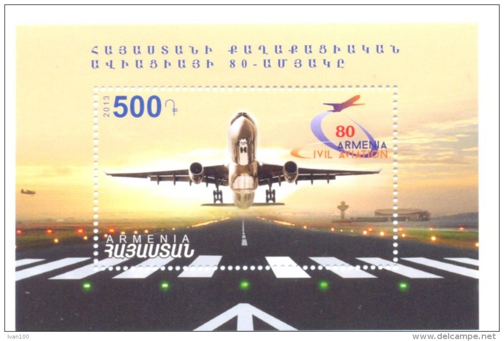 2013.  Armenia, 80y Of Armenian Aviation, S/s,  Mint/** - Arménie