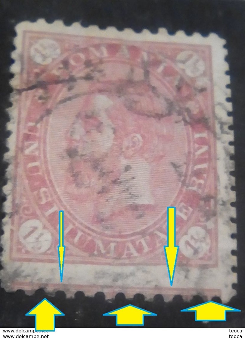 Errors ROMANIA 1890 King Carol I, Romania , Printed With Imperforated On Side ,  Without Line Frame - Errors, Freaks & Oddities (EFO)