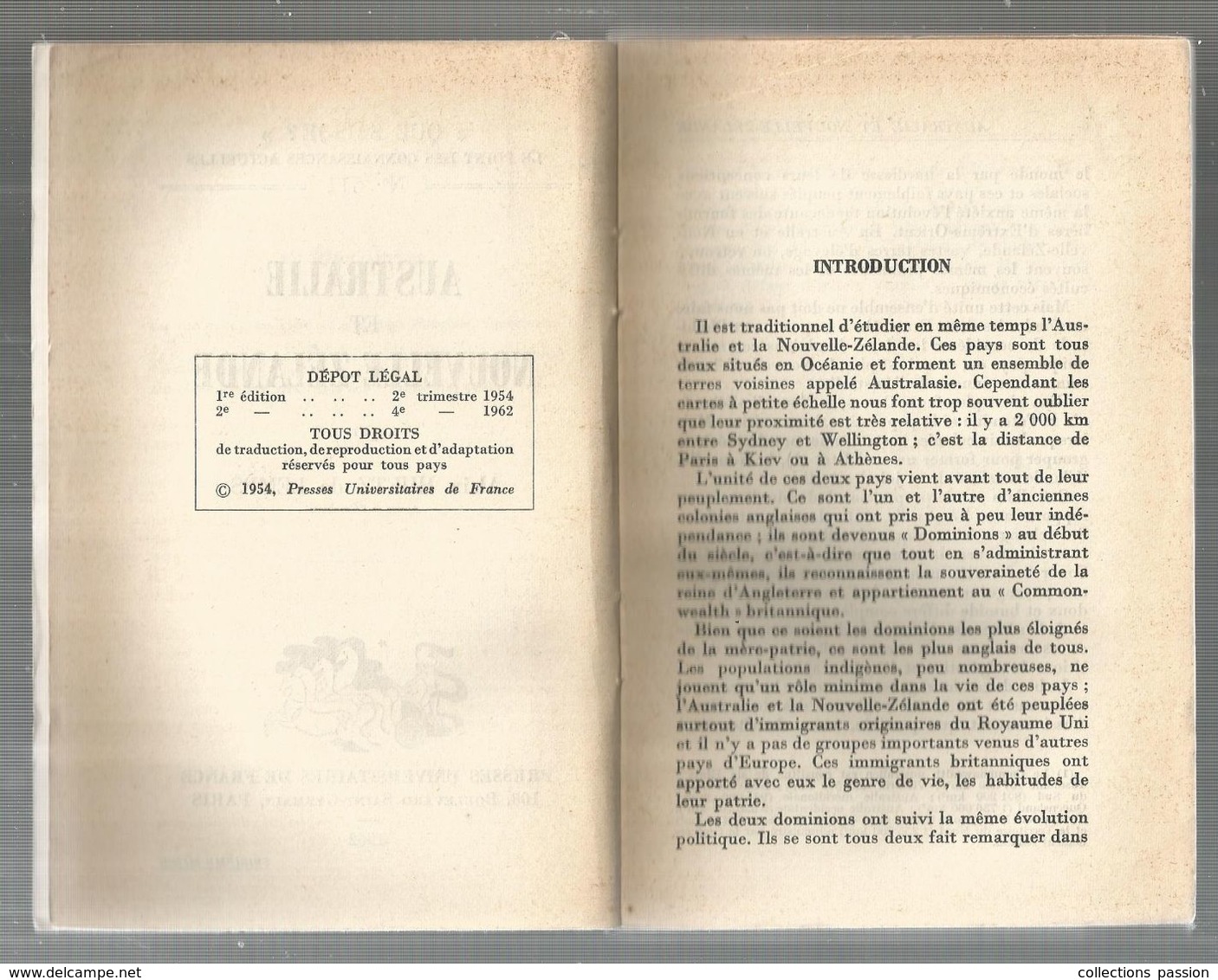 Régionalisme, AUSTRALIE Et NOUVELLE ZELANDE , Que Sais Je ? , 128 Pages, 1962 , 5 Scans , Frais Fr :2.85 E - Zonder Classificatie