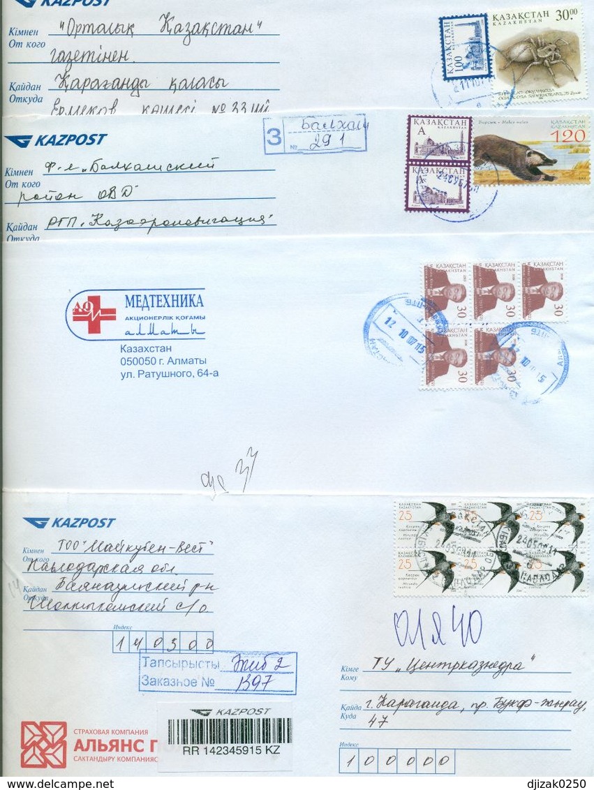 Kazakhstan. Four Envelope Passed The Mail. Tree Envelopes Registered. - Kazakhstan