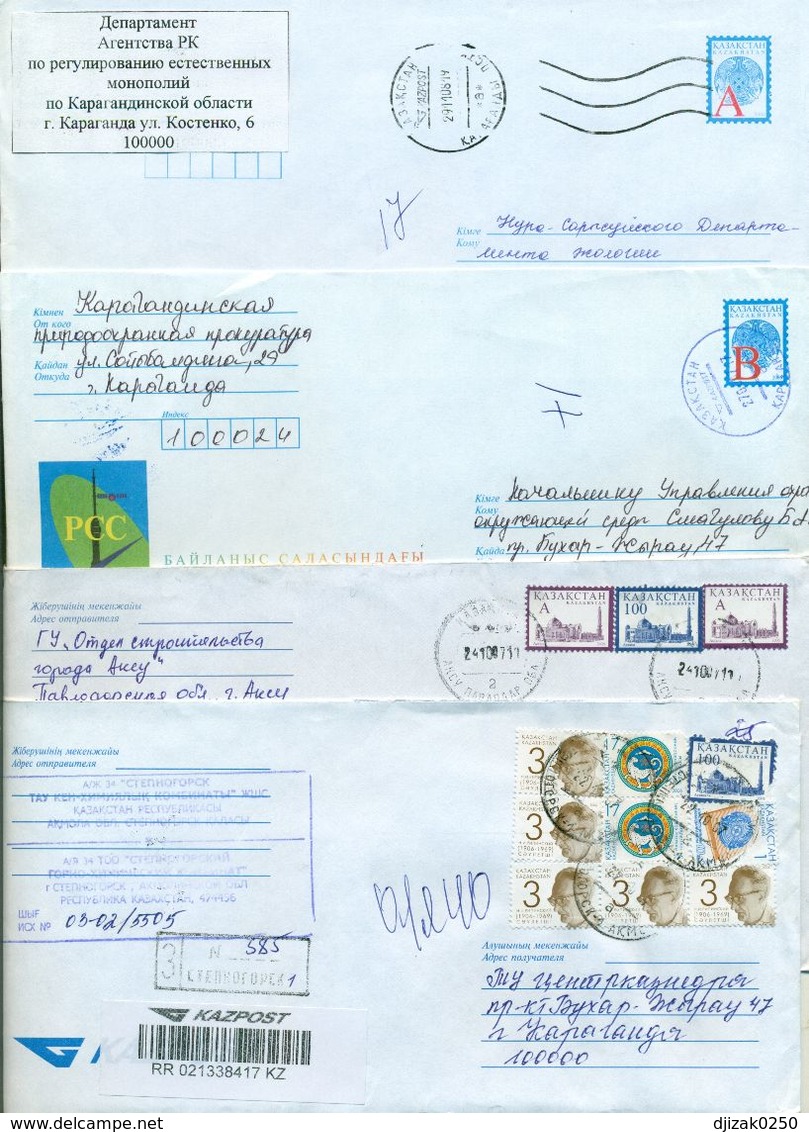 Kazakhstan. Four Envelope Passed The Mail. Two Envelopes Registered. - Kazakhstan