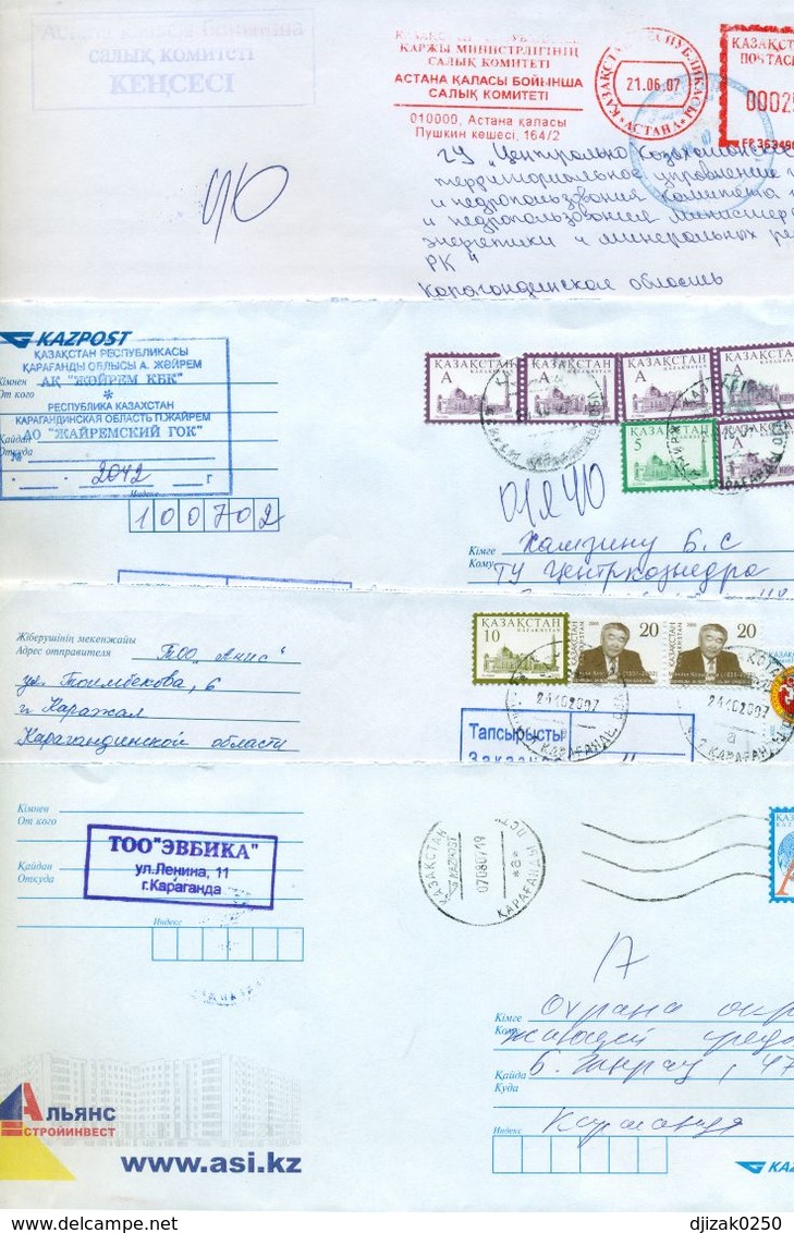 Kazakhstan. Four Envelope Passed The Mail. Two Envelopes Registered. - Kazakhstan