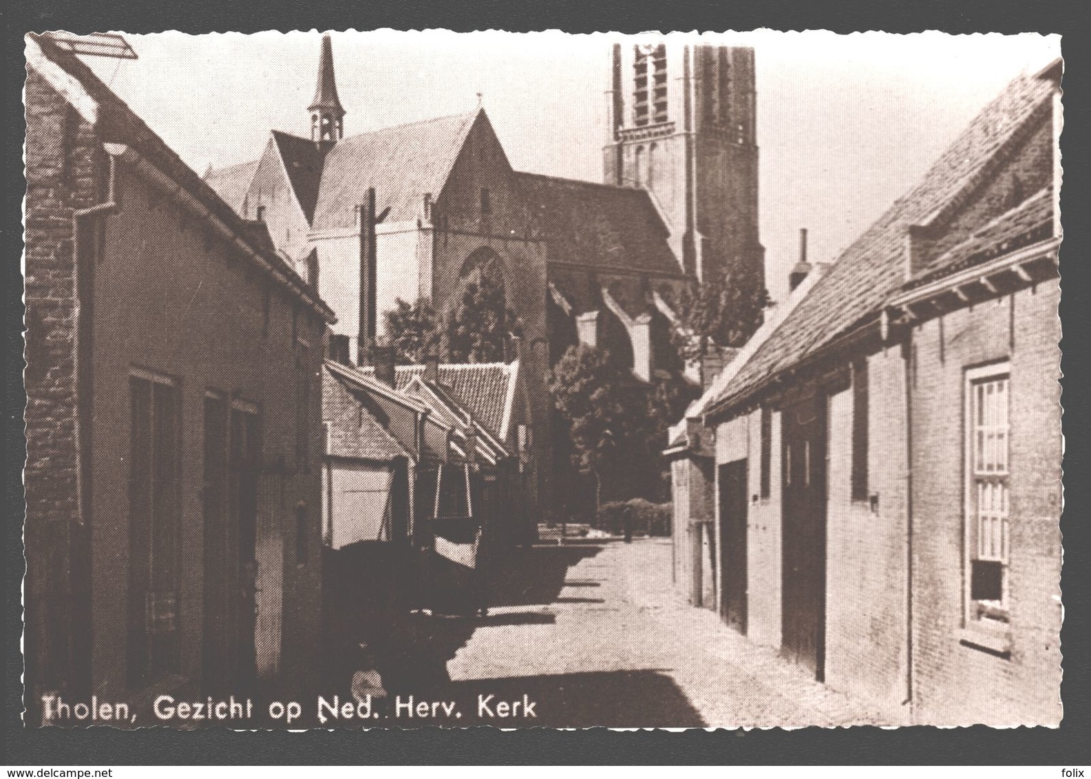 Tholen - Gezicht Op Ned. Herv. Kerk - Echte Foto - Reproductie Oude Postkaart - Tholen