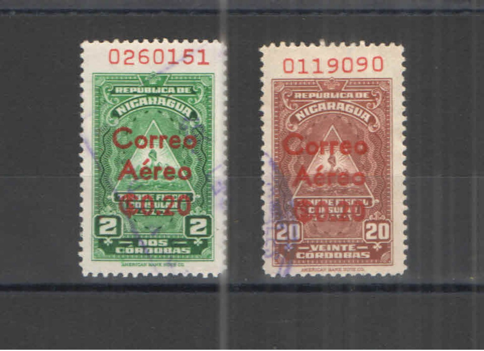 Nicaragua PA 1961 Consular Scott.C456+460 +See Scans  Usati  In Scott.Album - Nicaragua