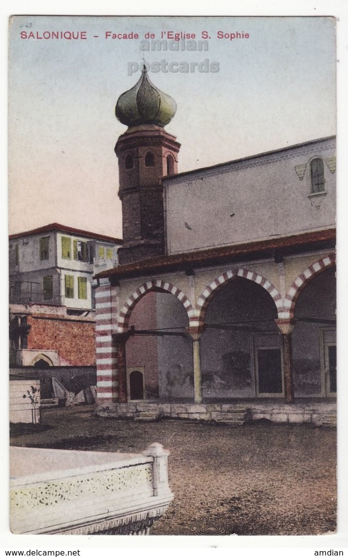 GREECE, THESSALONIKI SALONICA, St SOPHIA CHURCH FACADE 1910s Vintage Salonique Postcard - Greece