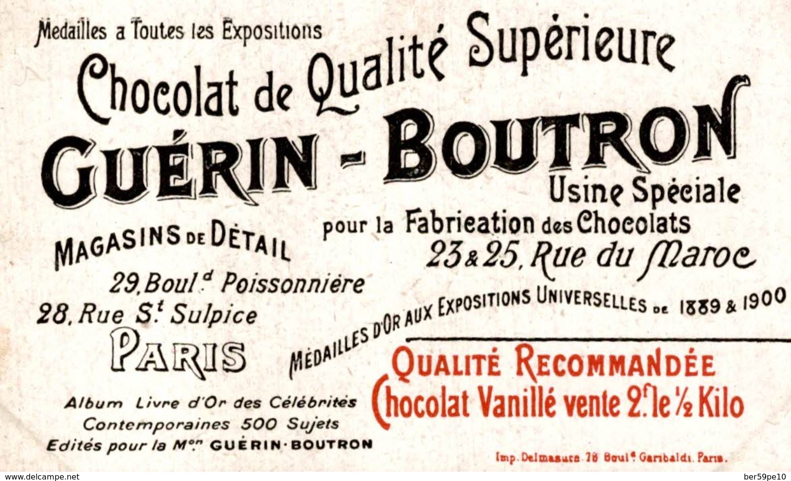 CHROMO CHOCOLAT GUERIN-BOUTRON  GENERAL DE LUXER - Guérin-Boutron