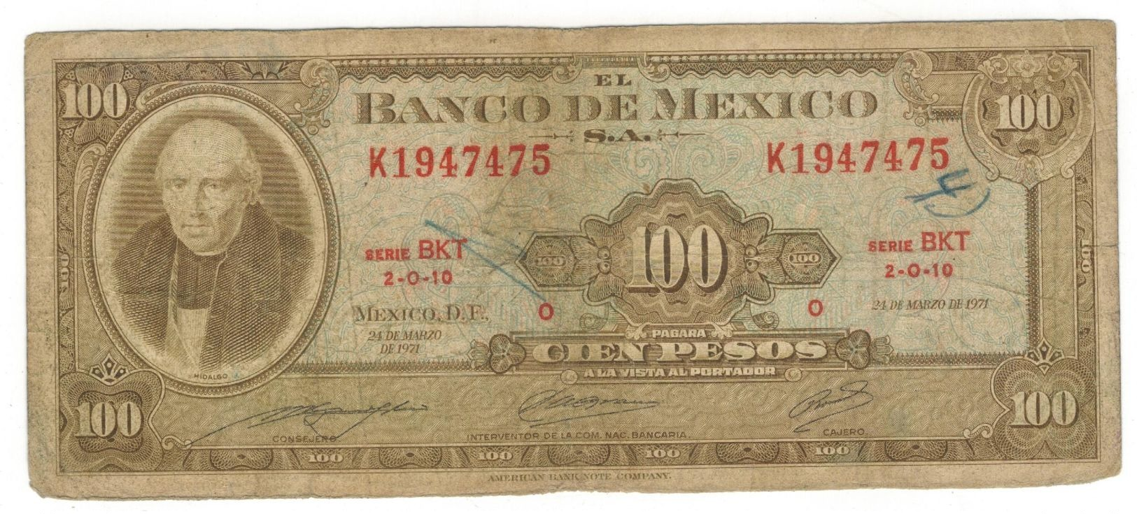 Mexico , 100 Pesos 1971, VG. - Mexico