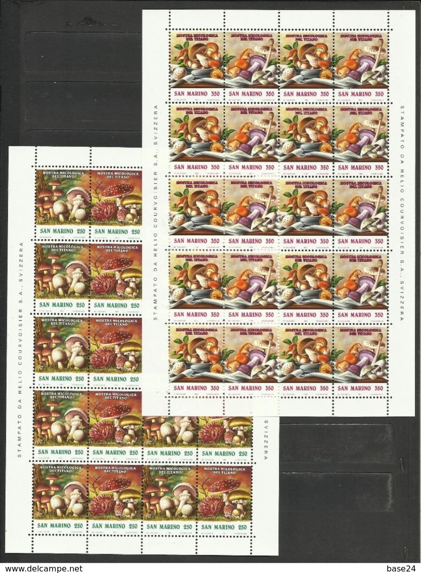 1992 San Marino Saint Marin MOSTRA MICOLOGICA, FUNGHI Dittico 10 Serie Di 4v. In Foglio MNH** MUSHROOMS Sheet - Funghi